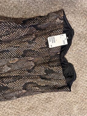 H&M Black and Brown Snake-Print Strapless Top
